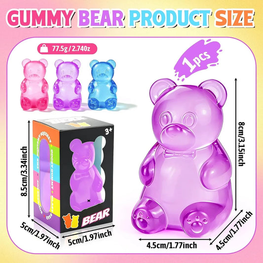 Gummy Bear Taba Squishies Fidget Toys, Stress Ball Relief, Sugar Squishies Gummy Bear Fidget Toys for Kids Adults, Slow Rising Sensory Stress Balls for Birthday Gifts Party Favors (Purple)