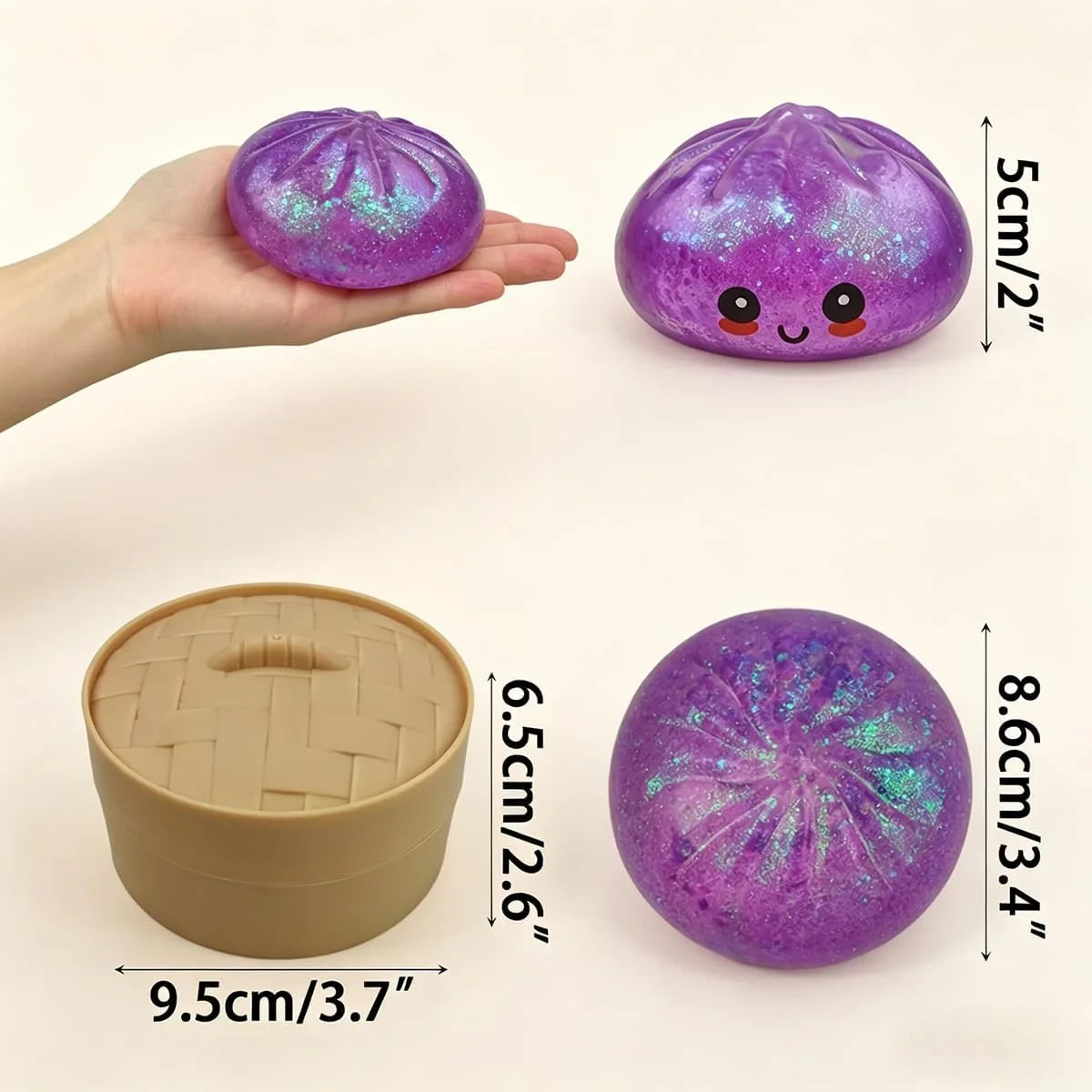 Anditoy Dumpling Stress Balls Glitter Squishy Toys Giant Squishy Mystery Box Squeeze Toys for Adults Stress Relief Desk Toys Kids Party Favors Birthday Gifts (Blue)