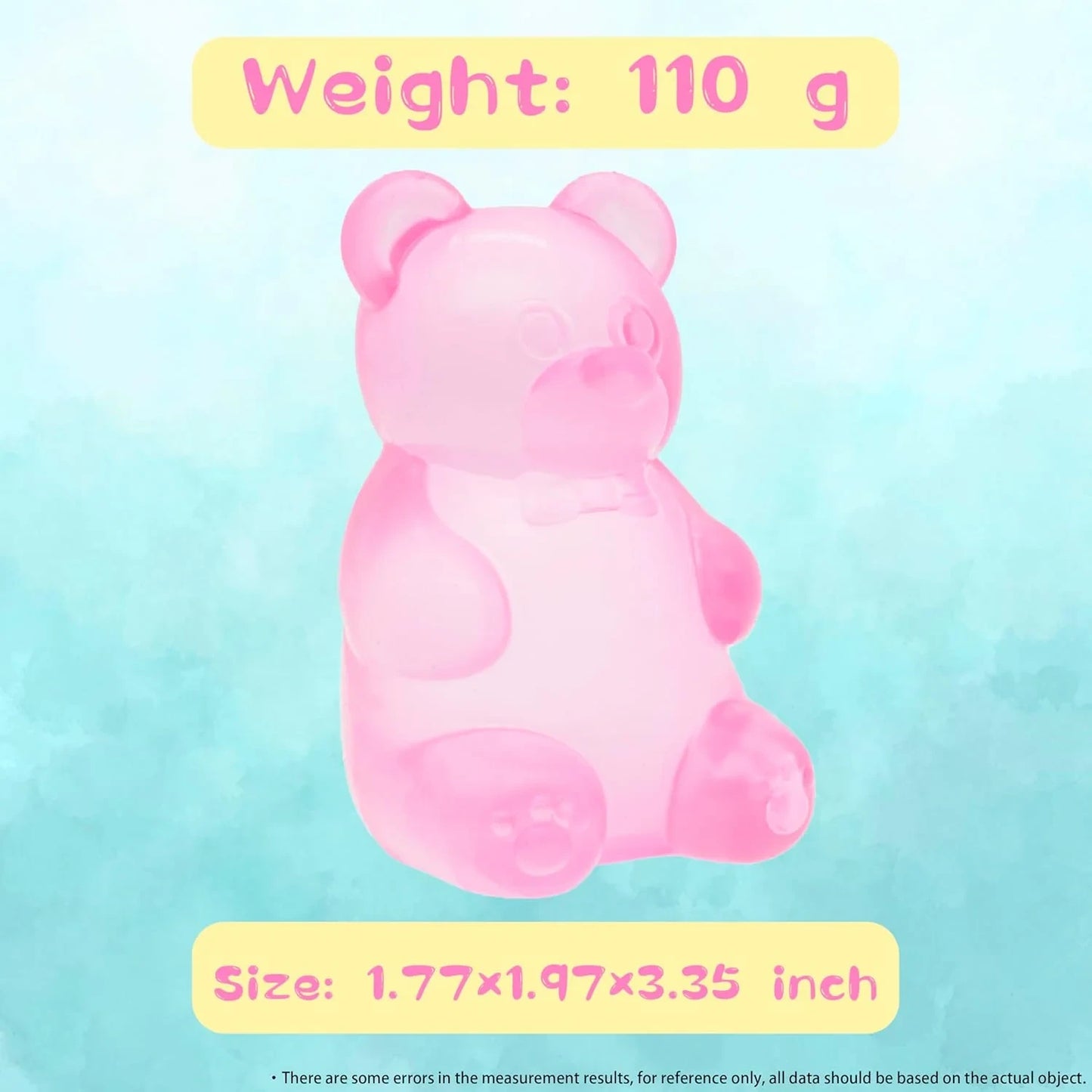 2 Packs Stress Bear Squishy Ball, Gummy Bear Toy, Sugar Filled Squishy Toys for Kids Stress Relief - High Density Squeeze Balls for Students Calming - Ultra-Soft Decompression Venting Toys