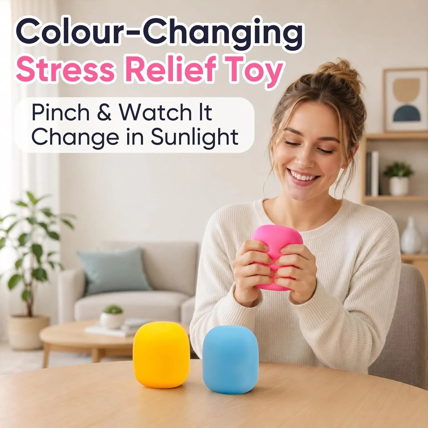 Squeeze Color Changing Squishy Soft Square Malt Sugar Filled Slow Stress Balls, Color Changing Squishy Sensory Toy, Anxiety Relief Shape Fidgets for Pull Stretch Squishy Toy (Pink)