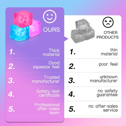 Fidget Toy Stress Cube 3 Pack,Cube Stress Ball with Snowflakes Inside,Mellow and Chill Touch,Classroom Prize Box Toys,Cube Squishies for Adults Kids Children Teens (Stress Cube 3 Pack)
