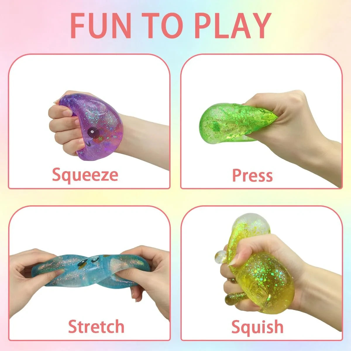Anditoy Dumpling Stress Balls Glitter Squishy Toys Giant Squishy Mystery Box Squeeze Toys for Adults Stress Relief Desk Toys Kids Party Favors Birthday Gifts (Blue)