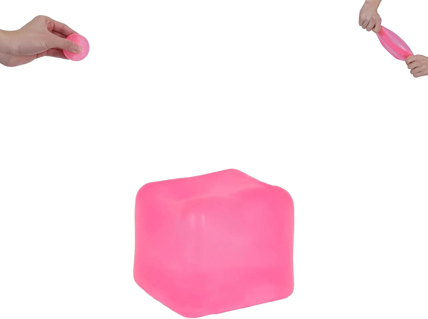 Ice Cube Squishy Toy 3.5cm (1.38") – Gel-Filled Slow Rising Squeeze Cube for Kids Ages 3+ & Adults, Mini Sensory Desk Toy for Classroom Rewards, Party Favors & Everyday Play (Pink) - US 5167