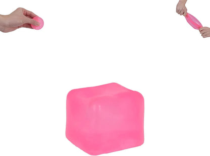 Ice Cube Squishy Toy 3.5cm (1.38") – Gel-Filled Slow Rising Squeeze Cube for Kids Ages 3+ & Adults, Mini Sensory Desk Toy for Classroom Rewards, Party Favors & Everyday Play (Pink) - US 5167
