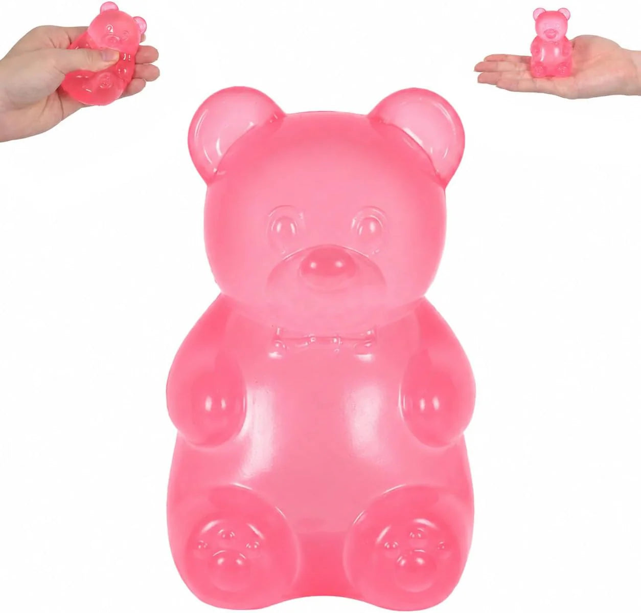 Bear Squishy Toy for Kids Ages 3+ & Adults, Slow Rising Gummy Bear Squeeze Toy, Soft High-Density Foam Sensory Bear for Desk, Classroom, Home & Office(Pink) - US 8170
