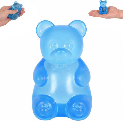 Bear Squishy Toy for Kids Ages 3+ & Adults, Slow Rising Gummy Bear Squeeze Toy, Soft High-Density Foam Sensory Bear for Desk, Classroom, Home & Office(Blue) - US 2215