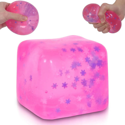 Snowflake Ice Cube Squishy Toy, Big Size 7cm Stress Relief Fidget Toys for Adults, Sensory Squishy Toys for Anxiety Relief and Focus, Soft Slow Rise Squeeze Toy for Stress (Pink) - US 3005