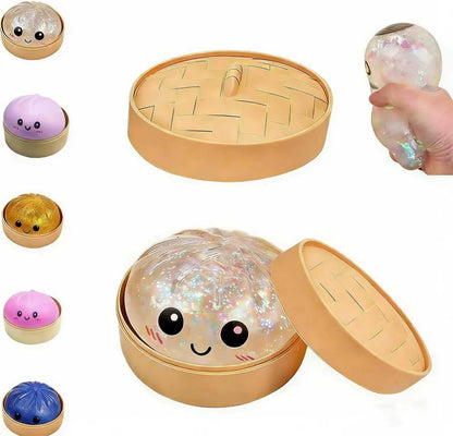 Dumpling Squishies,Glitter Dumpling, Glitter Squishy with Box,Easter Basket Stuffers (White) - US 8083