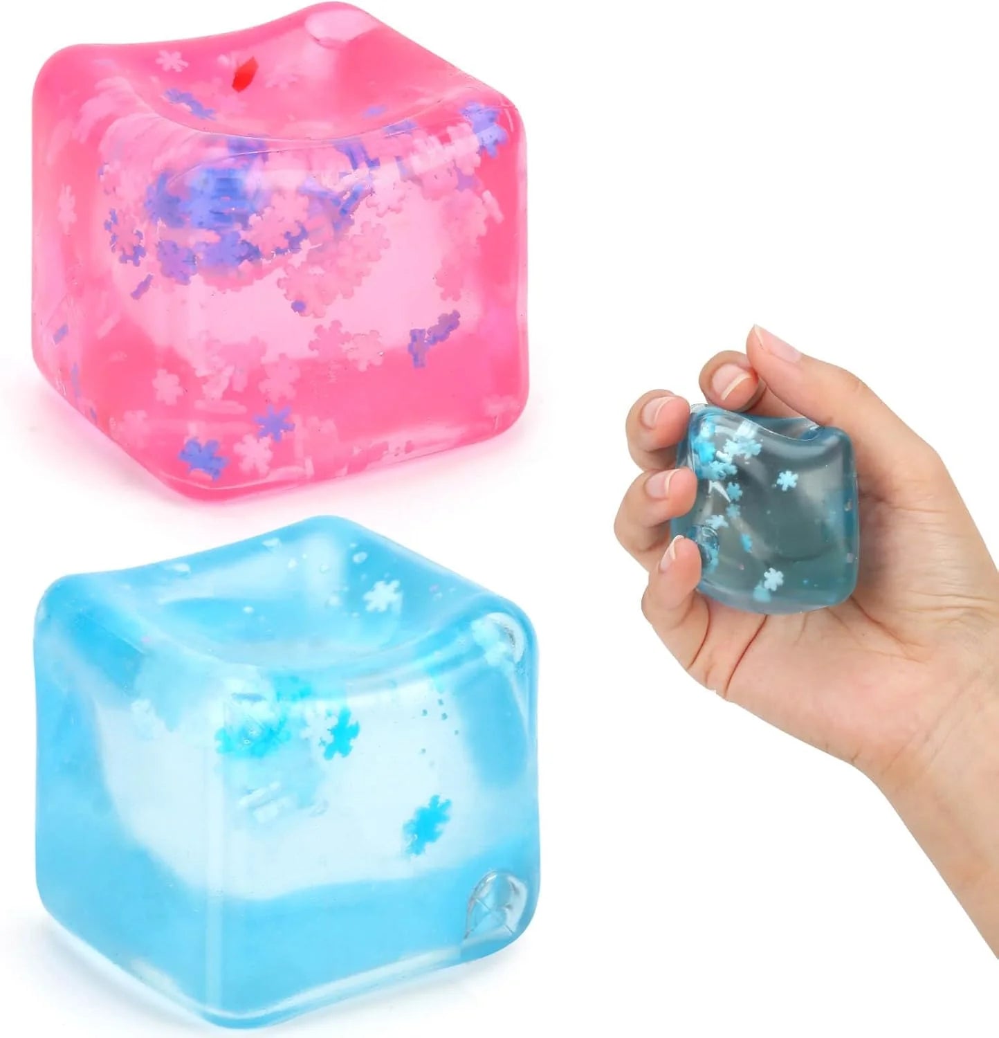 Gretex Fidget Toy for All Ages: 2 Pack Soft Sensory Fidget Ice Cube Stress Ball Squishy Cube Stress Relief Toys for Kids, Teens and Adults Party Favors, Birthday Gift for Kids Age 3+ - US 6268