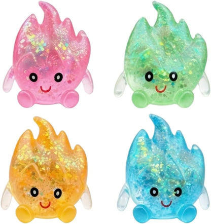 TREBIN Squid Water Drop Squishy Stress Ball, Slow Rising Malt Sugar Fidget Toy, High Resilience Sensory Toy for ADHD Autism, Sparkly Jellyfish Design Droplet Squeeze Toy for Focus (Random Flame Shape) - US 8892