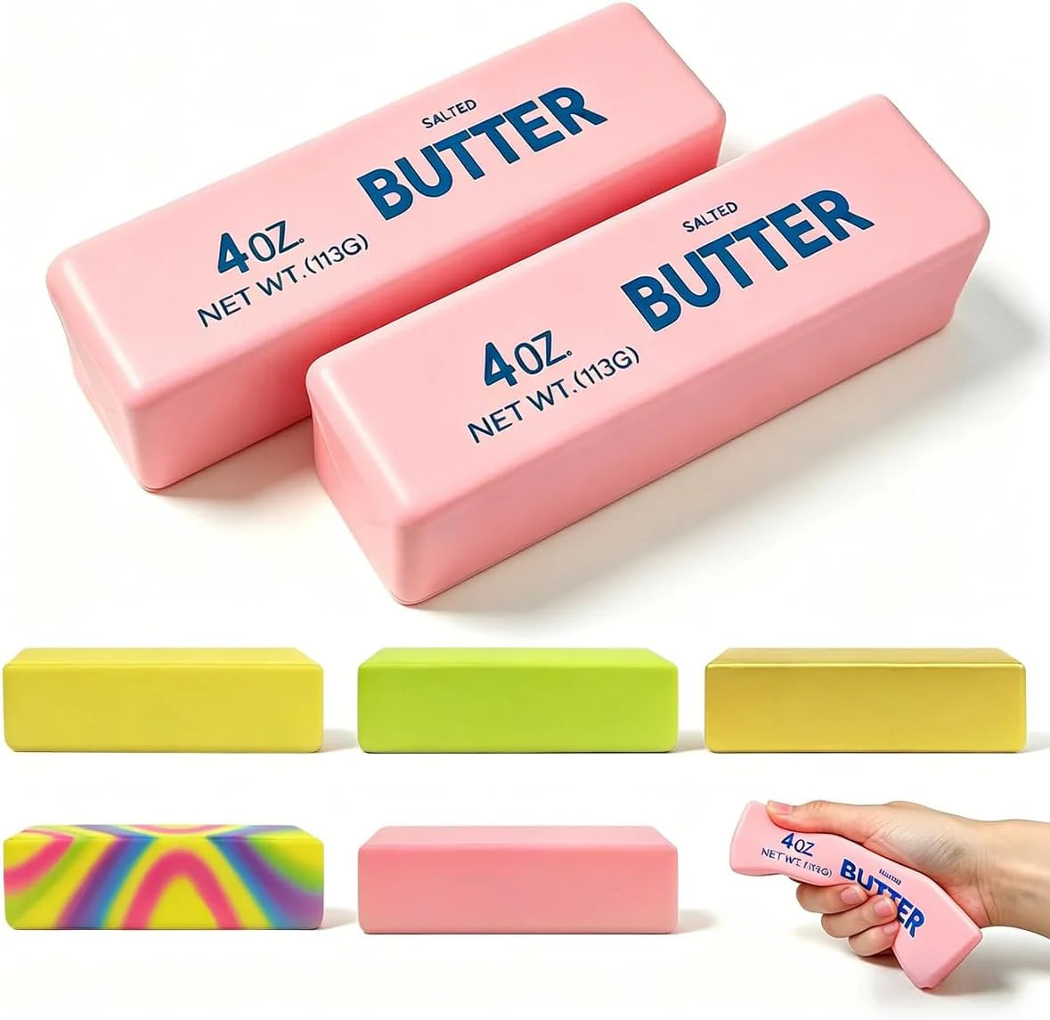 2 Pack Butter Squishy Toys Slow Rising Soft Squeeze Toy Stress Relief Fidget Toys for Kids Party Favors Birthday Gifts Adults Office Desk Toys (Pink) - US 5327