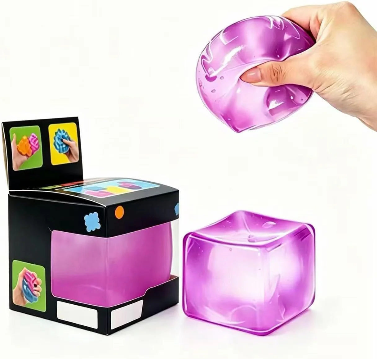 Relief High Density Ice Squeeze Ball, Ice Cube SqueezeToy,Adults Sensory Fidget for Stress Relief,Focus (Purple) - US 3039