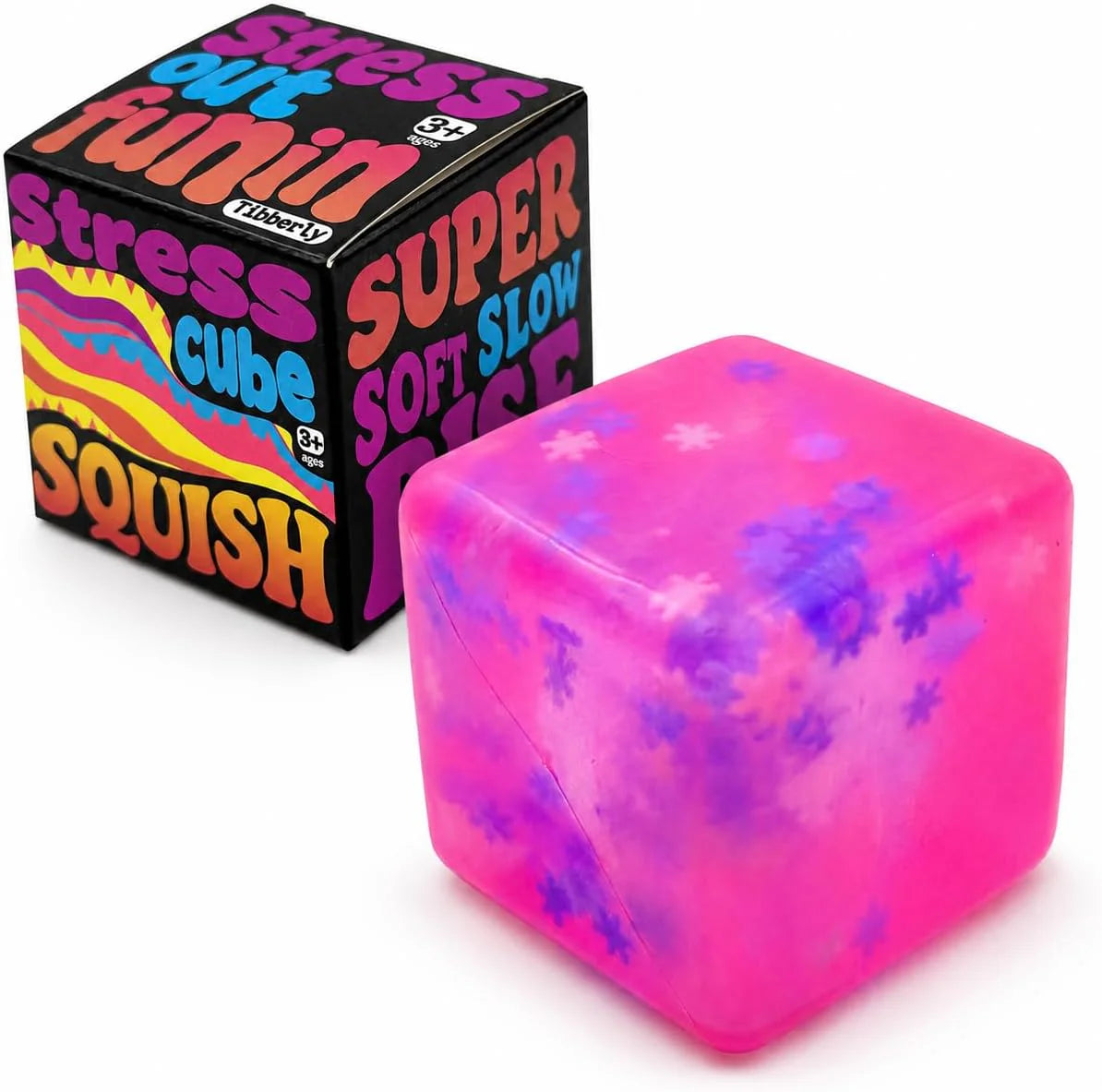Stress Cube Squishy Toy, 1.97 Inch Slow Rising Fidget Stress Ball with Snowflake Inside, Silent Anxiety Relief Sensory Toy for Adults & Kids, Leakproof Gift-Ready Squeeze Cube - US 4622