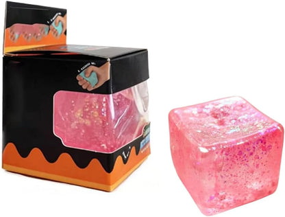 Premium Block Cube Squishy-Squishy Stress Cube,Slow Rise Fidget Cube Squishies Sensory Soft High Density Ice Squeeze Ball Fidget Toy Ice Cube Slow Rise (Pink) - US 7662