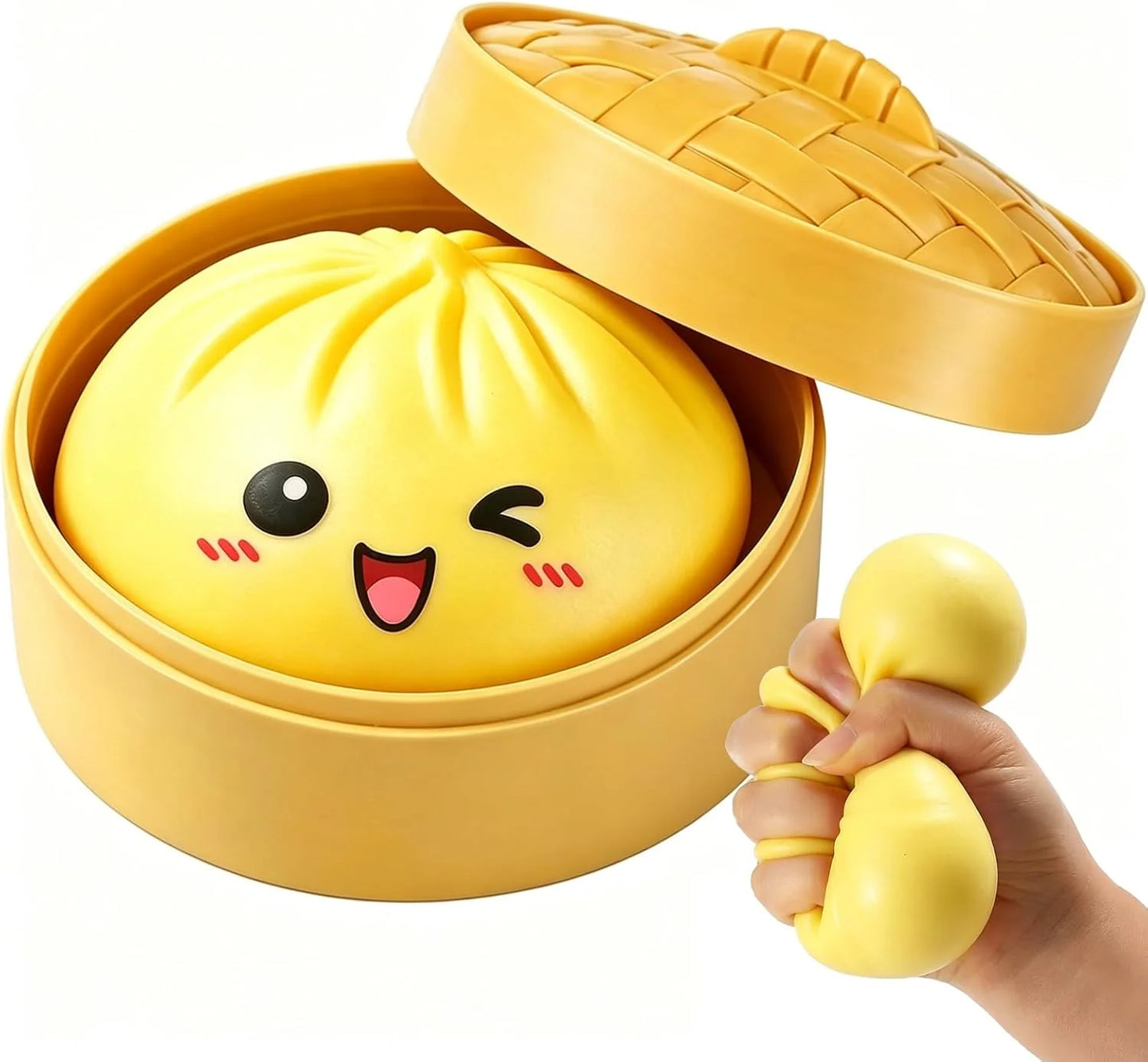 Dumpling Squishies, Fast Rebound Stress Ball Fidget Sensory Toy | Colorful Dumpling Squishy Set with Steamer, Fast Rebound Squeeze Toy, Soft Stretchy Desk Stress Relief Toy - US 5261