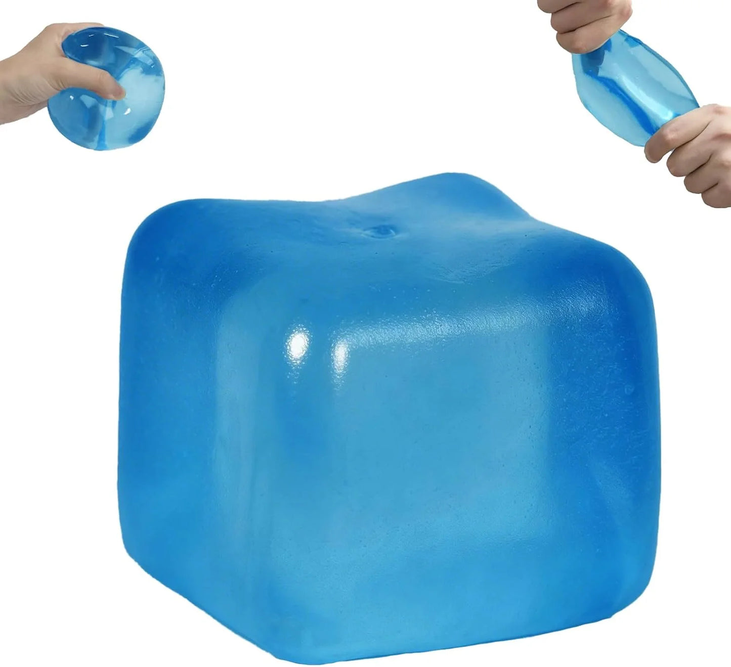 Extra Large Ice Cube Squishy Toy, 7cm (2.75in) Slow Rising Sensory Squeeze Toy for Adults & Kids Ages 3+, Soft TPR Fidget Toy, Durable & Tear-Resistant(Blue) - US 7429