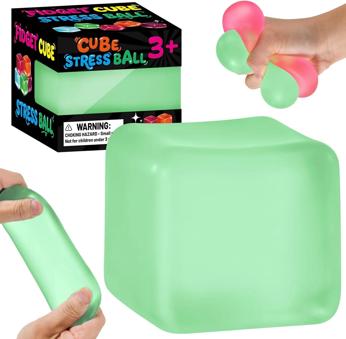 Stress Cube Squishy Fidget Toys, Slow Rising Ice Cube Sensory Stress Balls for Kids Adults Anxiety Relief Squeeze Toy for Classroom Prizes Party Favors (Light Green) - US 9814