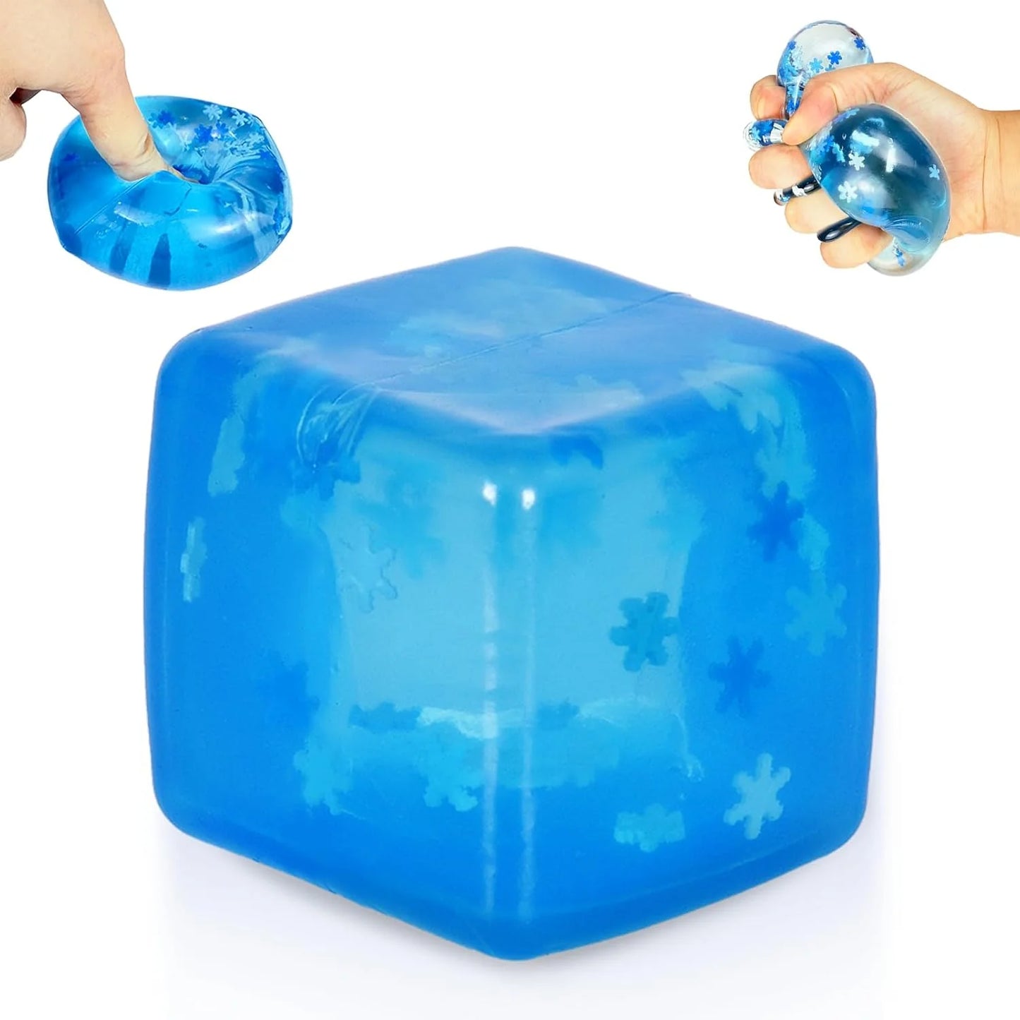 Maltose Squishy Stress Relief Toy, Snowflake Squeeze Ice Cube Fidget, Slow Rising Sensory Stress Ball for Relaxing, Durable TPR Calm Down Toy for Boys Girls Age 3+ (1Pcs, Blue, 1.97inch) - US 9134