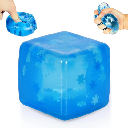 Maltose Squishy Stress Relief Toy, Snowflake Squeeze Ice Cube Fidget, Slow Rising Sensory Stress Ball for Relaxing, Durable TPR Calm Down Toy for Boys Girls Age 3+ (1Pcs, Blue, 1.97inch) - US 9134