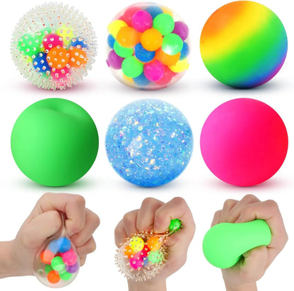 6 Set Squishy Sensory Stress Squeezing Balls forAdults: Best Calming Tool to Relieve Anxiety, Vent Mood and Improve Focus, Easter Basket Stuffers for Kids, Goodie Bag Stuffers - US 2475