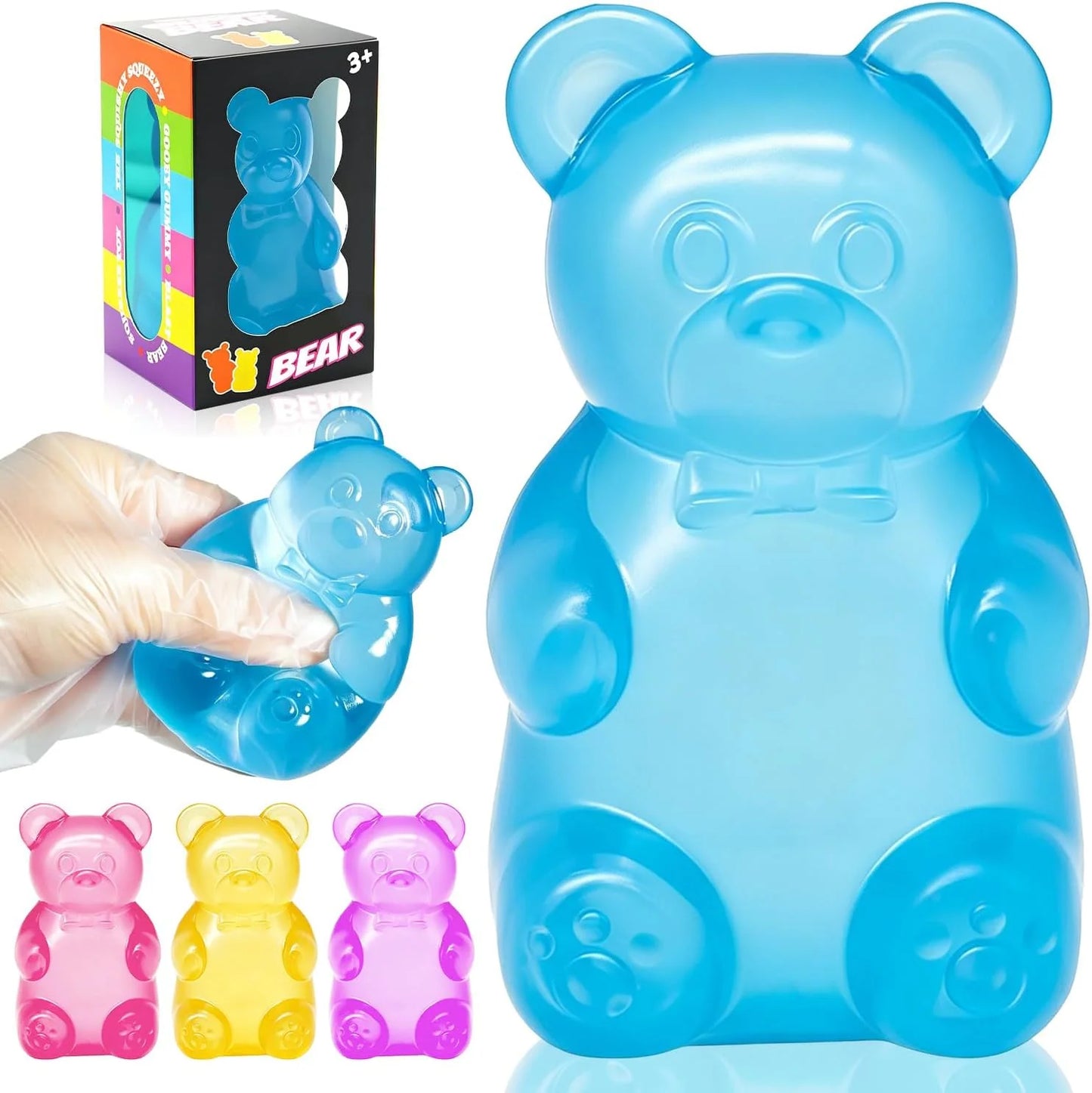 Bear Squishy Toy, Slow Rising Stress Relief Sugar Squeeze Toys for Kids & Adults, High Density Sensory Stress Balls, Stocking Stuffers, Birthday Party Favors, Anxiety Relief Toys for Boys Girls (Blue) - US 6600
