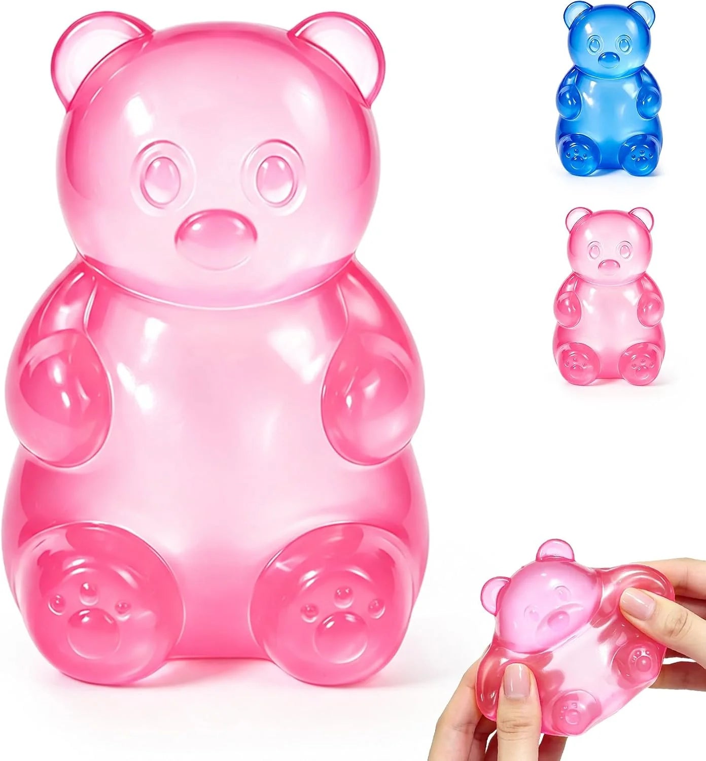 Gummy Bear Squishy，Stress Bear Taba Squishy Toys，Bear Toy Taba Squishy Toys for Adults Stress Relief Squeeze Balls，Sensory Fidget Toys，Valentines Day Gifts Birthday Gifts Party (Pink) - US 8646