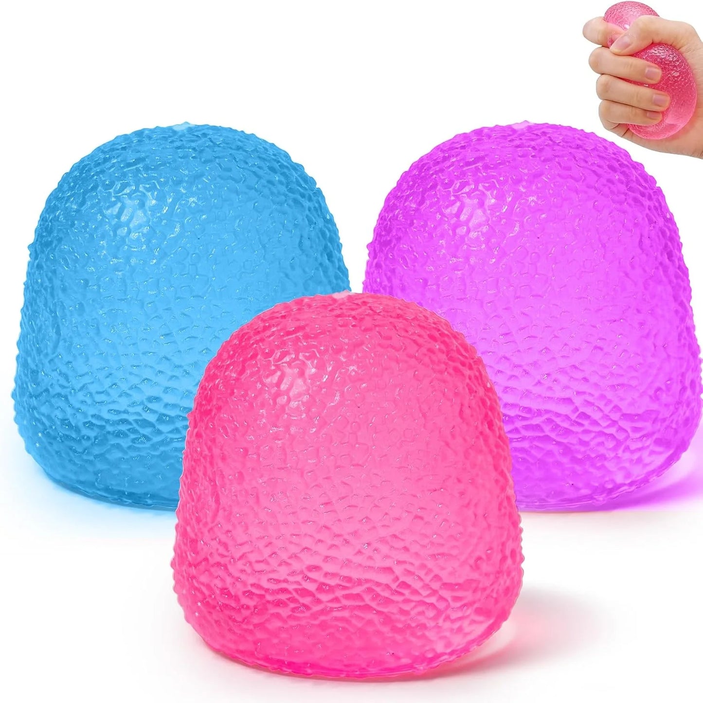Gumdrop Squishy 3 Pack, Stress Balls Fidget Toys for Kids and Adults, Durable Squishy Gumdrops Candy-Shaped Balls for Classroom Prizes, Party Favors, Easter Basket Stuffers, and Easter Gifts - US 3179