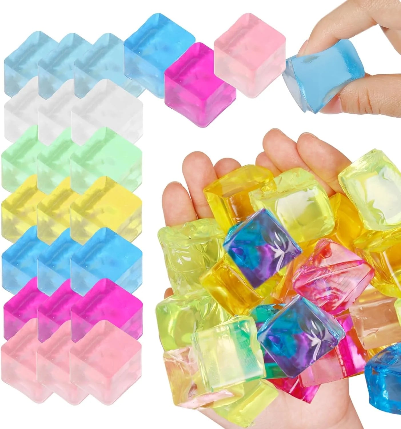 Ice Cube Sensory Toys 24 Pcs Squishy Fidget Stress Cube for Adults Kids Anxiety Stress Relief Hand Therapy Sensory Squishy Ball Classroom Prize Box Toys - US 4599