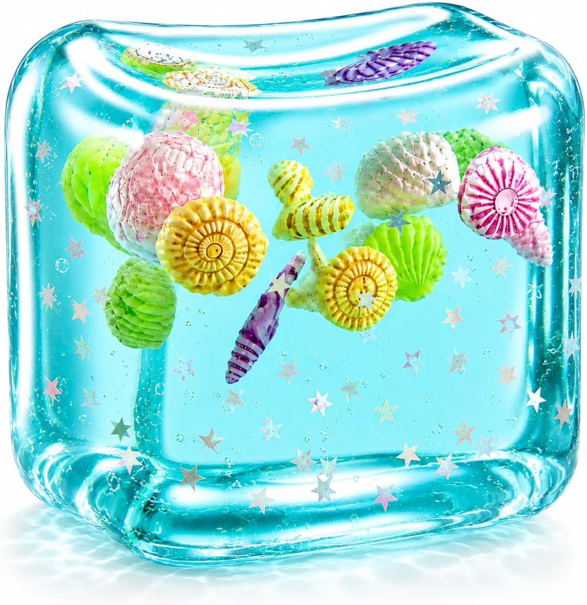 Large Squishy Ice Cube Stress Ball - Slow Rising Maltose Texture Jelly Fidget Toys with Star Glitter - Sensory Squeeze Toy for Anxiety Relief - Desk Gifts for Kids & Adults - US 2657