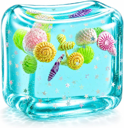 Large Squishy Ice Cube Stress Ball - Slow Rising Maltose Texture Jelly Fidget Toys with Star Glitter - Sensory Squeeze Toy for Anxiety Relief - Desk Gifts for Kids & Adults - US 2657