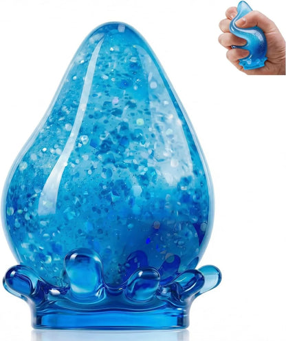 Water Drop Squeeze Squishies, Dream Squishy Drop Squishy Stress Ball, Soft Fidget Stress Ball, 2026 New Slow Rise Relief Fidget Sensory for Anxiety Stress Easter Party Favors (Blue) - US 9670