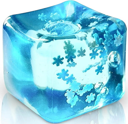 Stress Balls Ice Cube with Snowflakes Inside for Your Best Mellow and Chill, Snow Pieces Silent Nice Square Shape Anxiety Sensory Squishy Fidget Toy Slow Rise, Classroom Prizes, Calming Kids Adults - US 2615