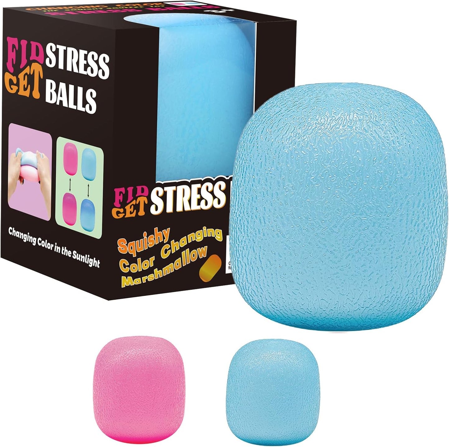 Fidget Toys Stress Balls for Kids & Adults - Changes Color in The Sun -Slow Rise Dough Ball - Fidgets for Classroom - Squishy Fidget Toys Stretchy Squeeze Stress Relief Balls for Anxiety (Dough Blue) - US 6819