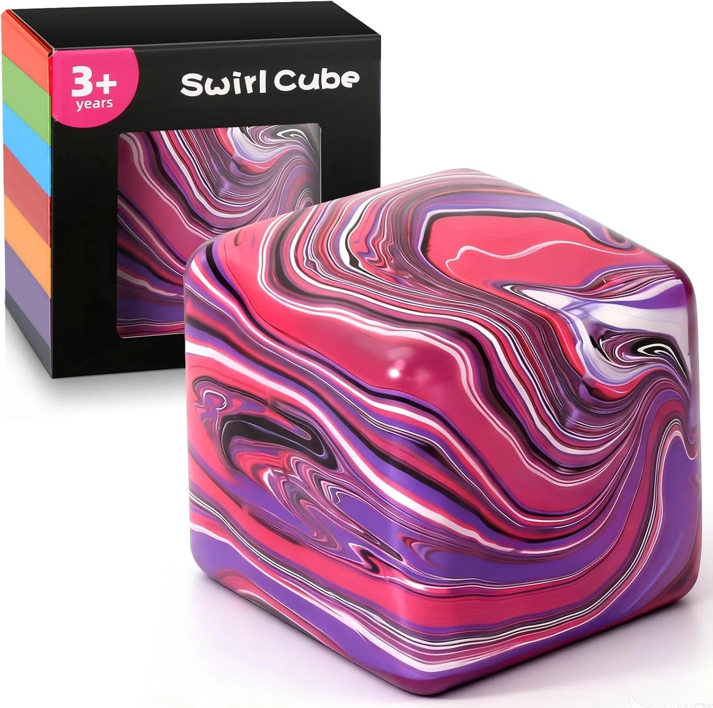 Fidget Toys Squishy Stress Cube, Swirl Stress Balls for Kids Adults Squishies Stress Relief, Ice Squishy Cube Sugar Balls, Sensory Toys for Kids with Autism, Fidgets for Classroom Prize Toys - US 9305