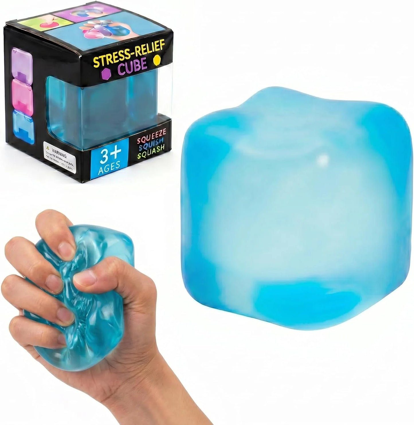 Nice Stress Cube, Squishy Fidget Toy Cubes, Slow Rising Squeeze Cube Balls, Non-Sticky Desk Toy for Relaxation & Focus for Adults, Blue - US 3911