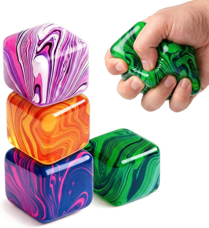 LAHAND 4 Pack Slow Rising Stress Cube,Ice Cube Squishy for Anxiety Stress Relief, Soft Squishy Toys for Party Favors Gifts Classroom Prizes - US 9192