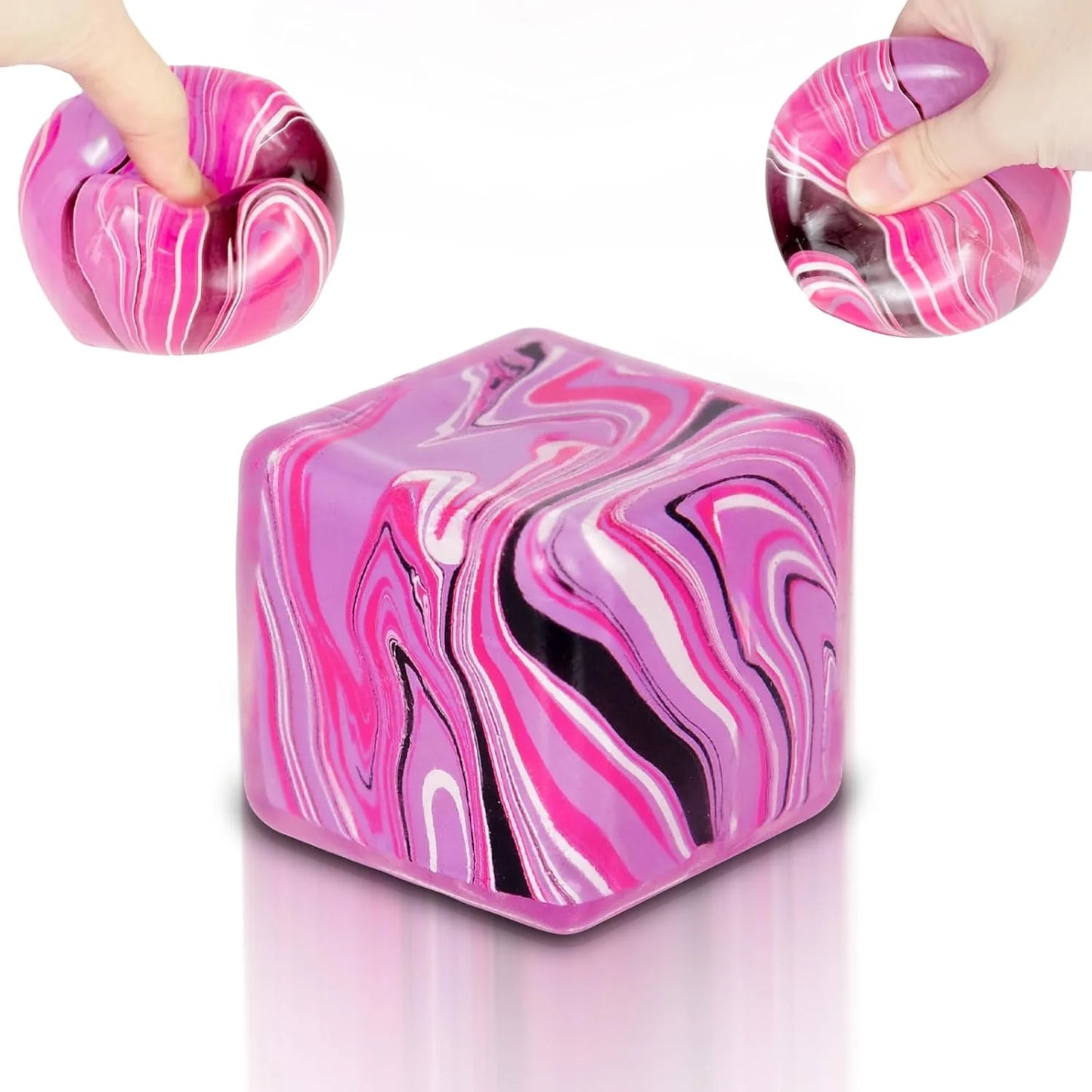 Ice Cube Squishy Fidget Toy Purple Stress Ball Squeeze Toys Stress 5cm(1.97") Veined Ice Cube Squishy Fidget Sensory Toys Kids Youth Adult Puffwize (Pink) - US 9362
