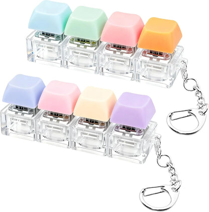 2 PCS Keyboard Fidget Toy, Keyboard Fidget Keychain 4-in-1 Keyboard Decompression Button Finger Clicker Toys, Button Stress Relief Fidget Gifts to Relief Stress (Purple Blue Pink Orange) - US 2495