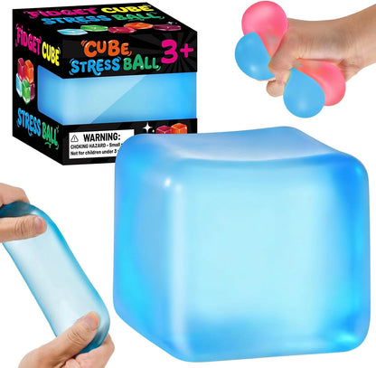 Stress Cube Squishy Fidget Toys, Slow Rising Ice Cube Sensory Stress Balls for Kids Adults Anxiety Relief Squeeze Toy for Classroom Prizes Party Favors (Blue) - US 3217