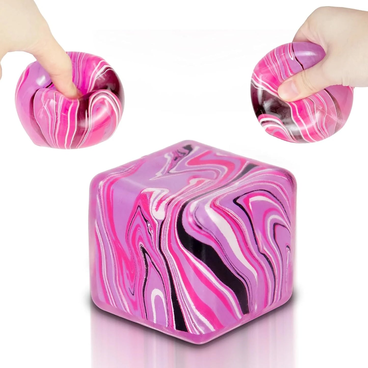 Squishy Fidget Toys Stress Cube, 1.97"*1.97" Stress Balls for Kids Adults Stress Relief, Ice Squishy Cube Sugar Balls, Sensory Toys for Kids with Autism an danxiety Disorder(Pink) - US 9368