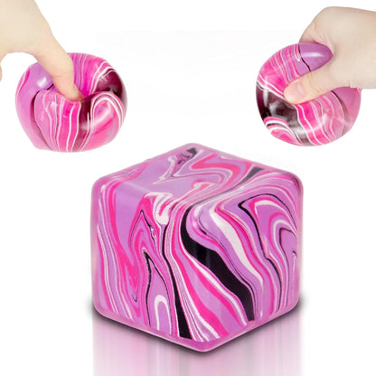Squishy Fidget Toys Stress Cube, 1.97"*1.97" Stress Balls for Kids Adults Stress Relief, Ice Squishy Cube Sugar Balls, Sensory Toys for Kids with Autism an danxiety Disorder(Pink) - US 9368