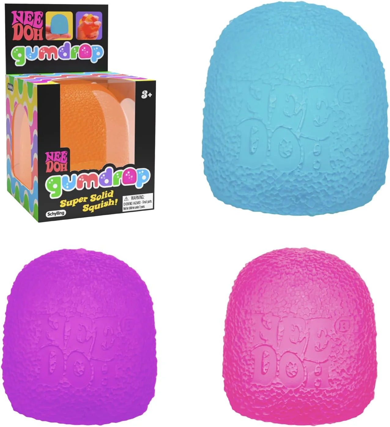 Schylling NeeDoh Gumdrop - Textured Sensory Toy with Super Solid Squish - 2.5" Tall - Colors May Vary (Pack of 1) - US 1023