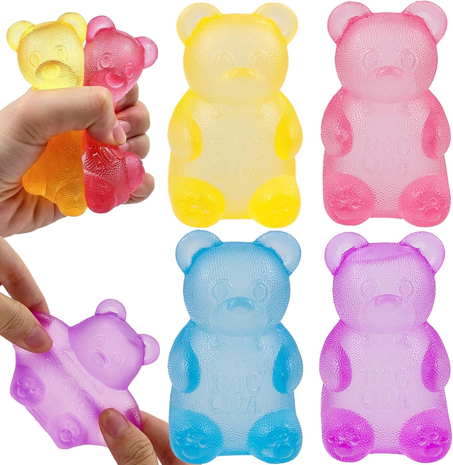4 Pack Bear & Sugar Ball Designs, Anxiety Relief & Focus Toy, Maltose Filled Squeeze Toys for Sensory Play，Sensory Fidget Toys for Adults, Kids, Slow Rising Squishy Stress Ball - US 5946