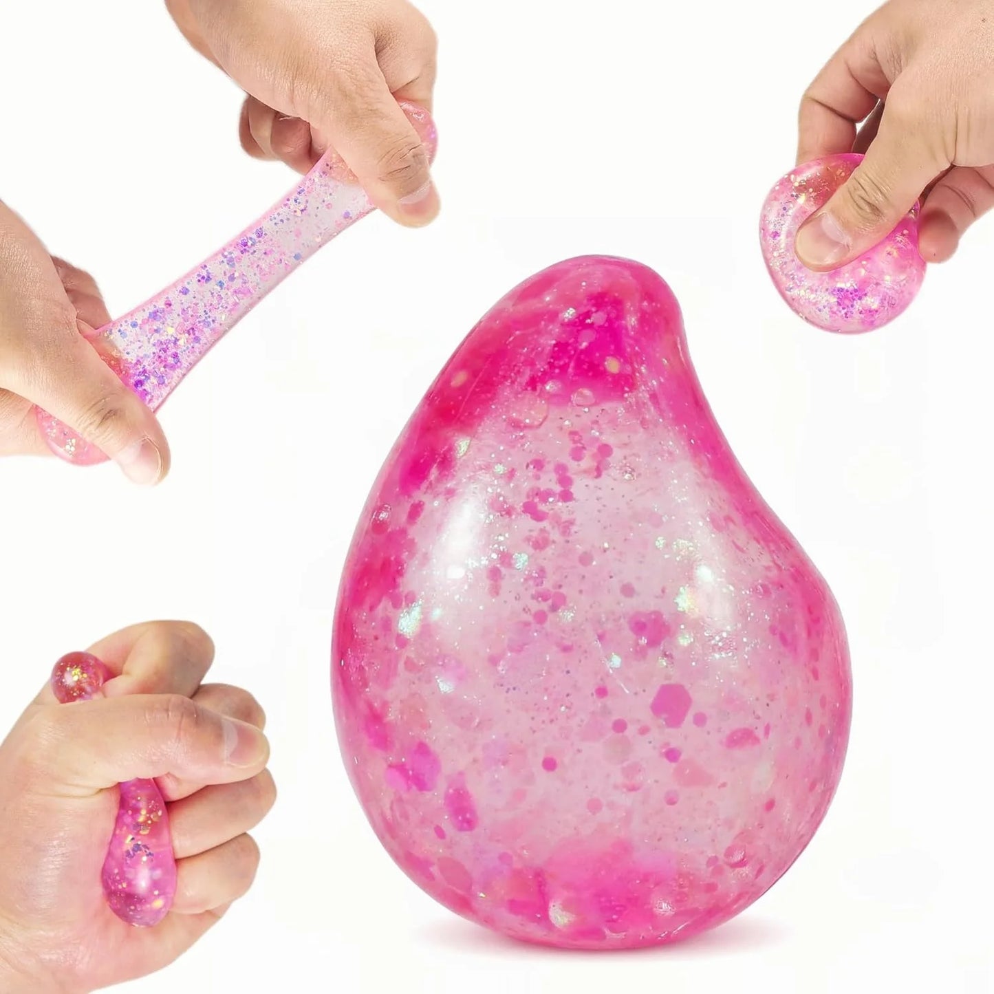 Pink Drop Squishies Sugar Stress Ball, Soft Slow Rise Sugar Fidget Toy, Squishy Squeeze Sensory Stress Ball Fidget Toy for Relaxing, Quiet Classroom Prizes & Easter Basket Stuffers - US 1618