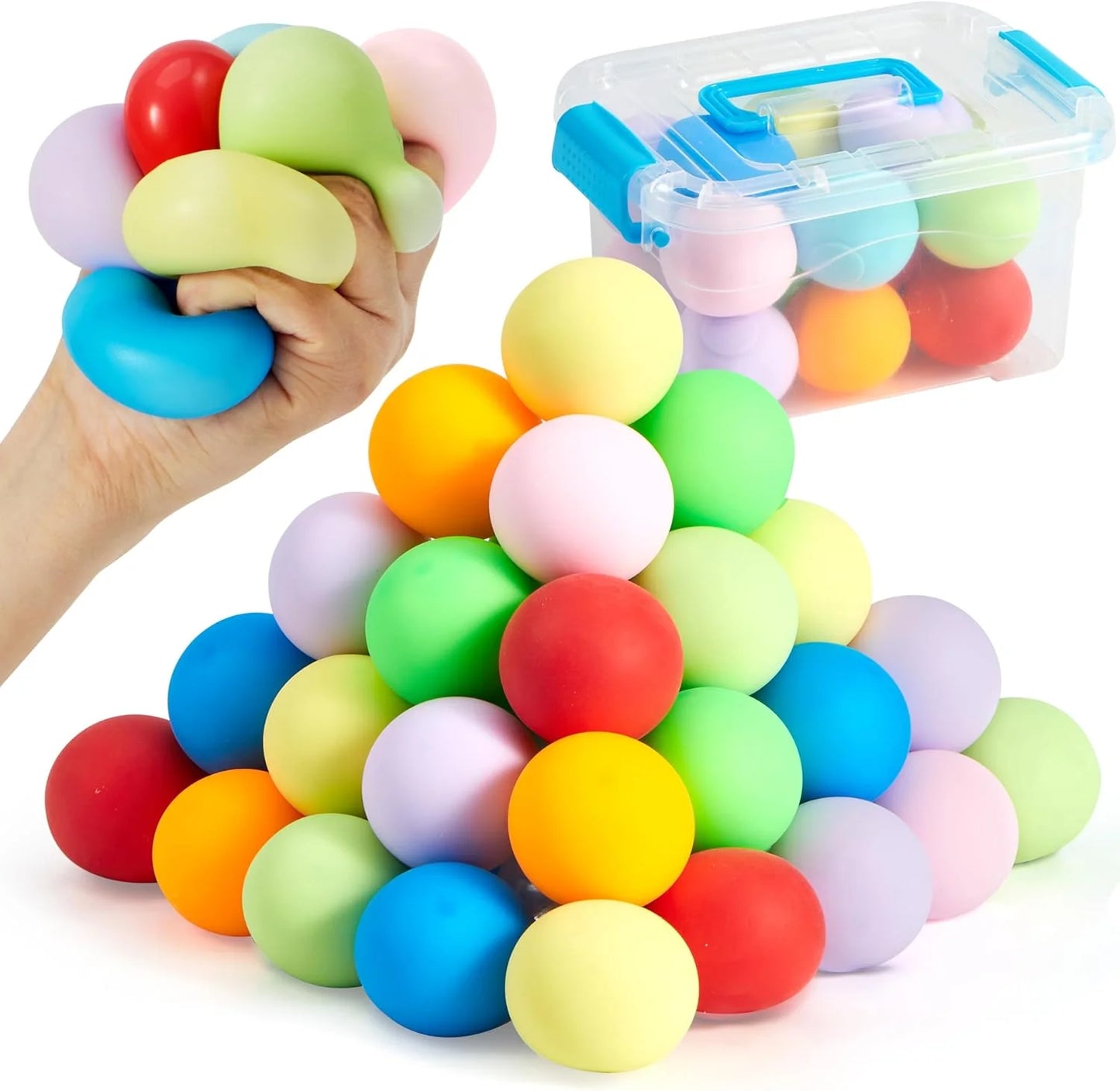 JOYIN 24 Pack Slow Rising Stress Balls, Squishy Sensory Fidget Toys, Hand Therapy Balls for Anxiety Relief, Classroom Prize Box Toys for Kids, Goodie Bag Stuffers, Party Favors - US 4203