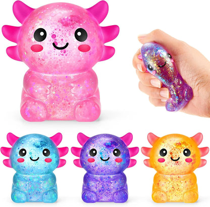 Simgoing 4 Pcs Axolotl Stress Toy Squeeze Axolotl Party Favors 2.56 x 2.64 Inches Malt Sugar Filled Stretchy Fidget Stress Relief Ball Sensory Toys for Adults Soothing Graduation Birthday Party Gift - US 3354
