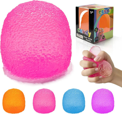 Stress Balls-Gumdrop Squishy Stress for Kids and Adults, Super Solid Squeeze Ball, Sensory for Stress Relief, Birthday, Easter Basket Stuffers and Party Favors(Pink) - US 5366