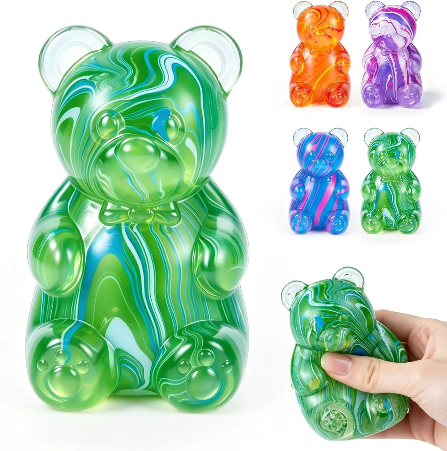 1Pc Gummy Bear Squishyies Fidget,Color Maltose Filled Squeeze Toys Slow Rising Squishy Stress Balls Adults Kids Party Favors,Classroom Prizes(Green) - US 1540